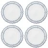Linho Scalloped Round Coasters In White & Blue