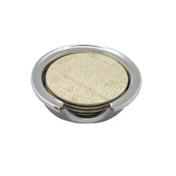 Mariposa Sand Faux Grasscloth Signature Coaster Set