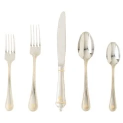 Juliska Berry & Thread Bright Satin W/ Gold Accents 5 Piece Flatware Set