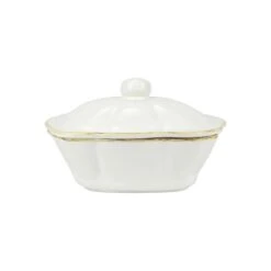 Vietri Italian Bakers White Covered Casserole