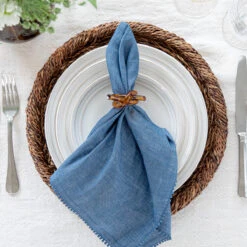 Juliska Berry Trim Navy Napkin -Home Furnishings Shop LB92 46LS