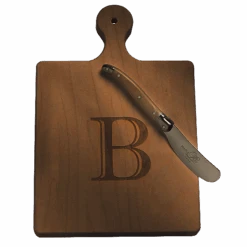 Monogram Walnut Wood Artisan Cheese Board W/ Spreader