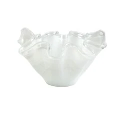 Vietri Onda Glass White W/ Clear Rim, Large Bowl