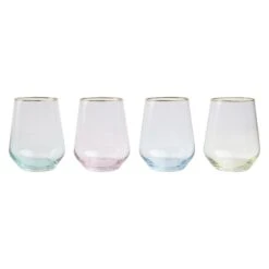 Vietri Assorted Rainbow Stemless Wine Glass Set