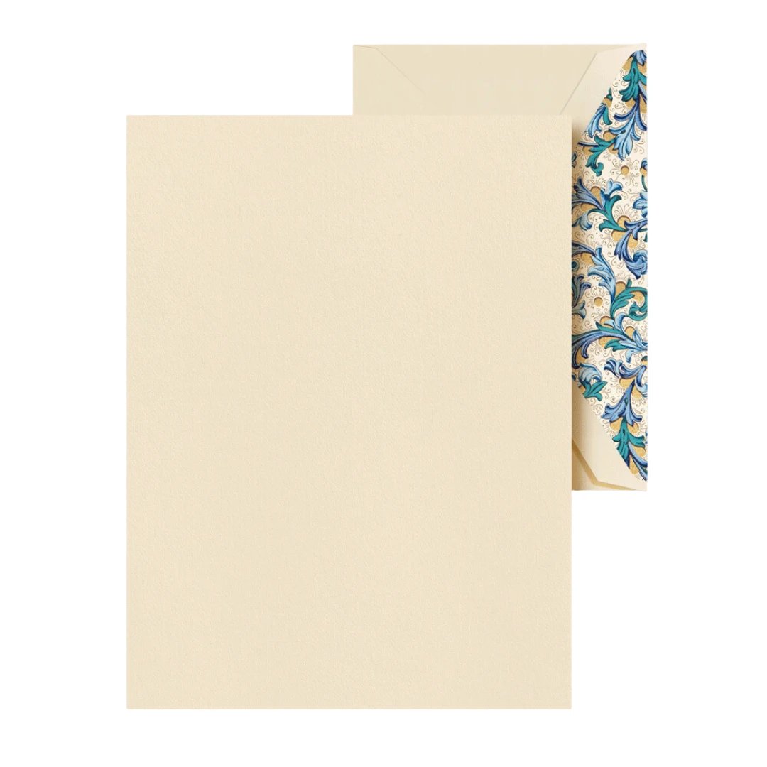 Crane & Co. Blue Florentine Ecru Half Sheets 3 Crane & Co. Blue Florentine Ecru Half Sheets