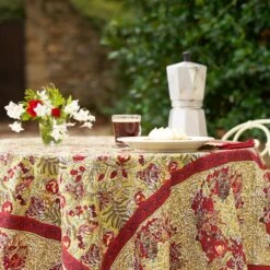 Winter Garden Red & Green Tablecloth -Home Furnishings Shop table cloth winter garden red green 3